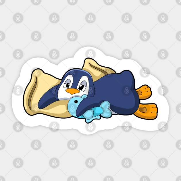 Penguin at Sleeping with Pillow Sticker by Markus Schnabel